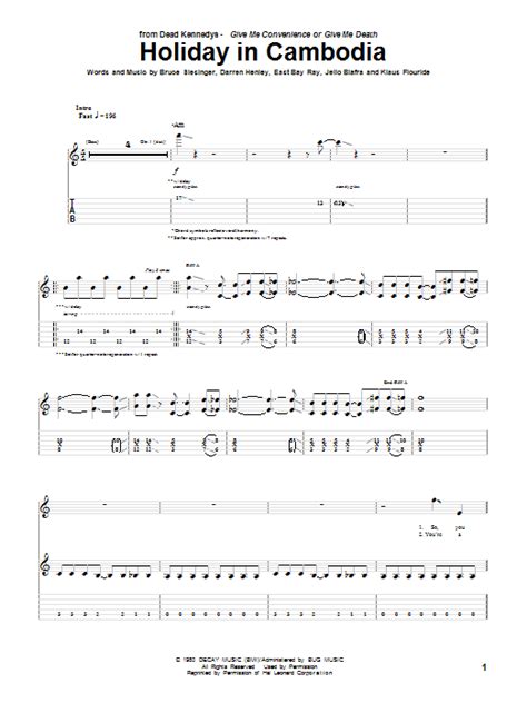 dead kennedys holiday in cambodia chords